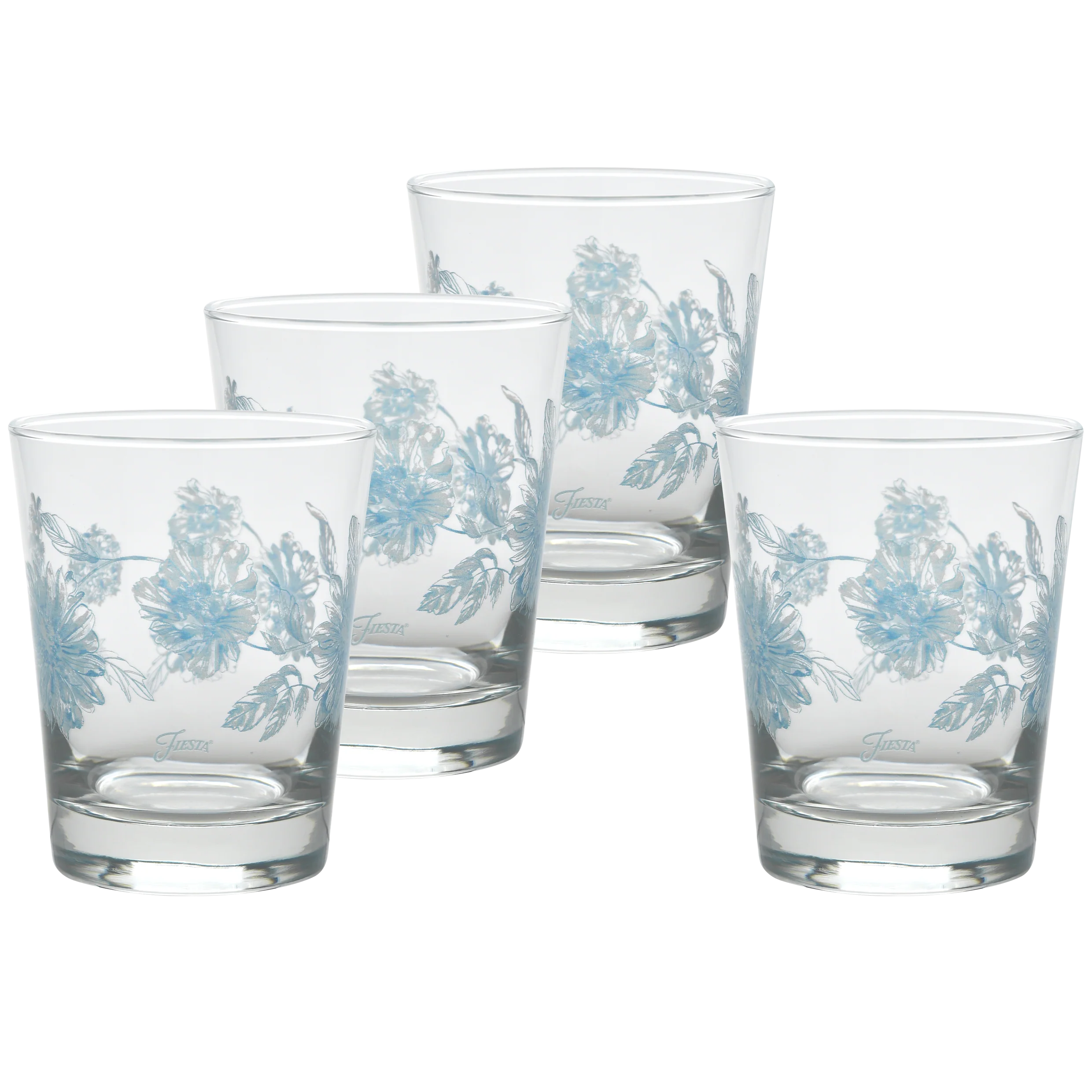 Botanical Floral 15 oz. Tapered Double Old Fashion Glass – Set of 4