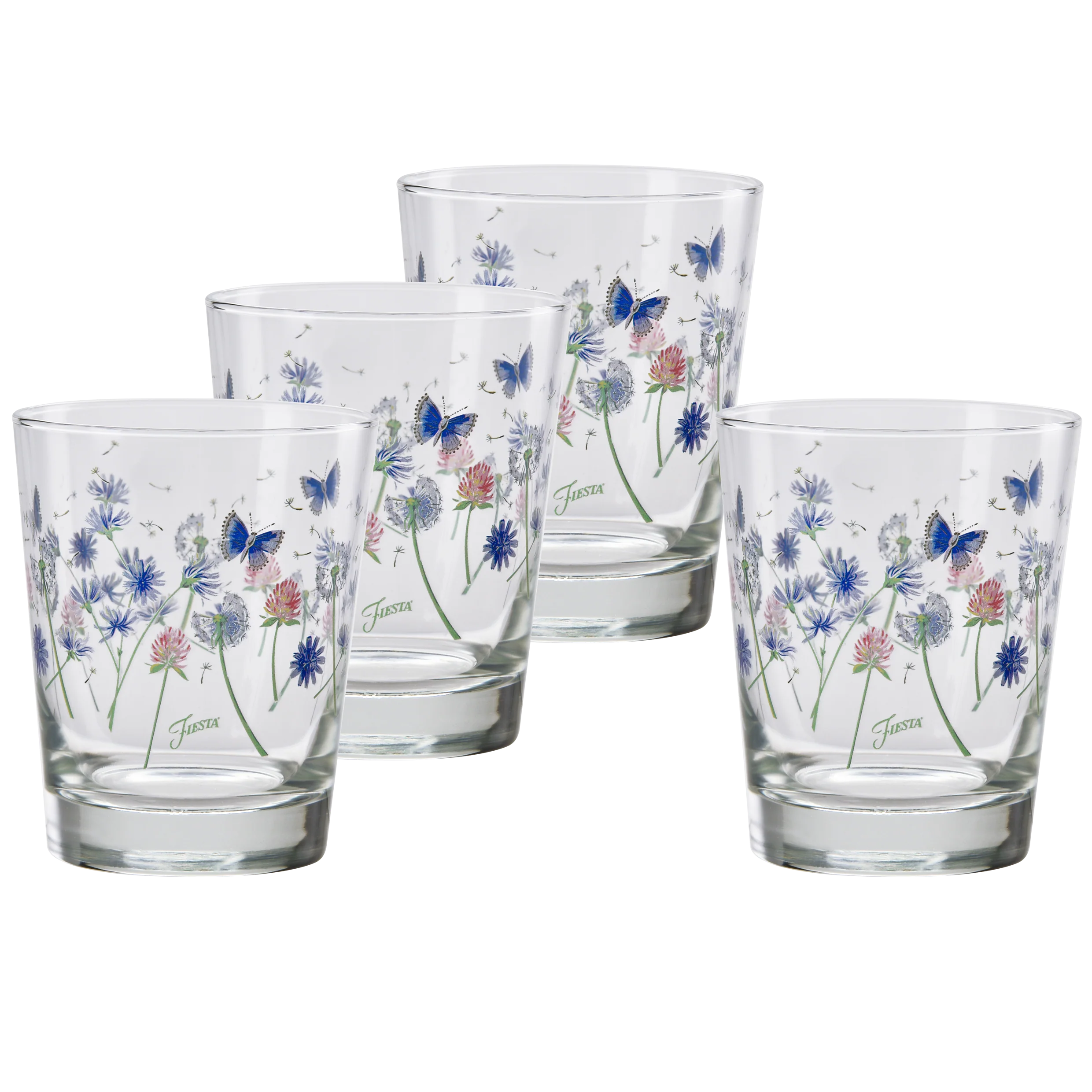 Breezy Floral 15 oz. Tapered Double Old Fashion Glass – Set of 4