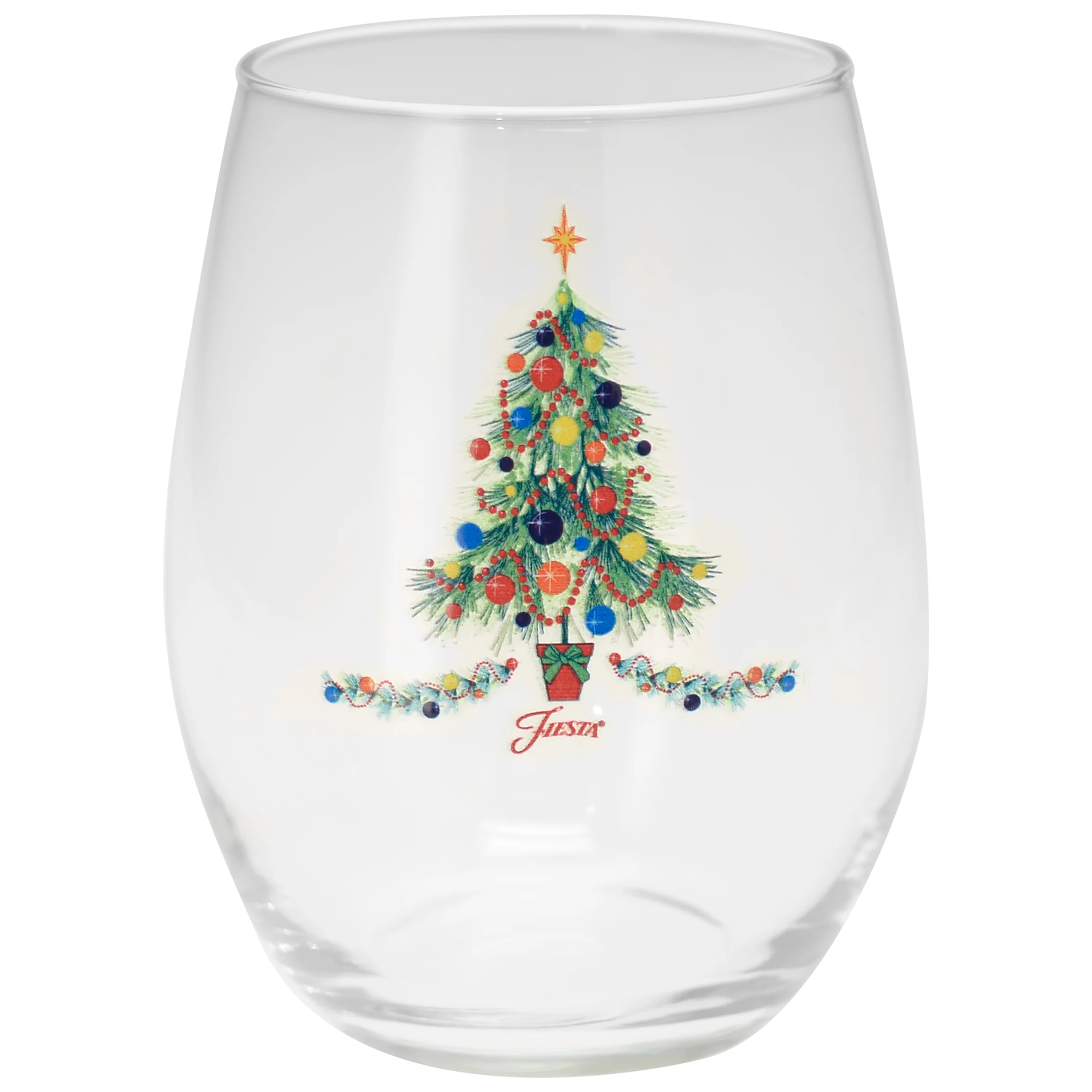 15 oz. Fiesta® Christmas Tree Stemless Wine – Set of 4 - Image 2