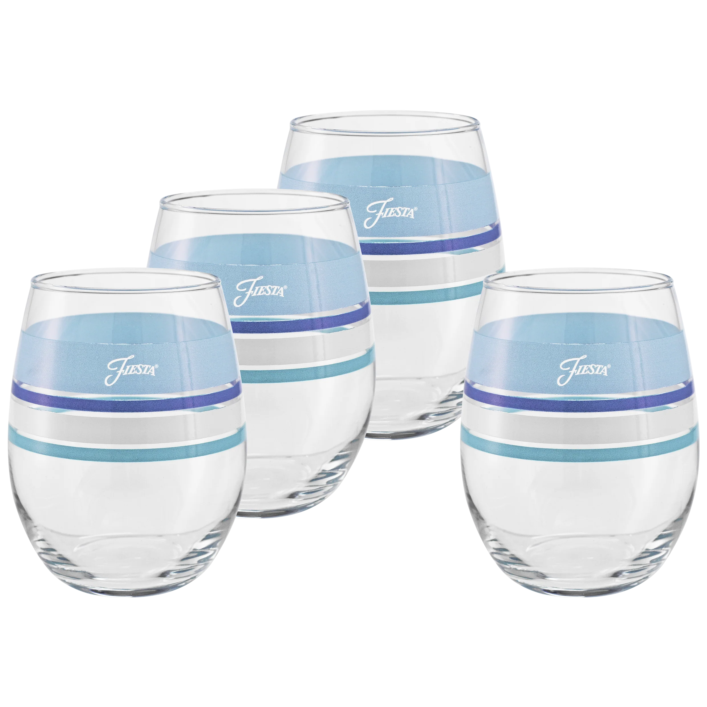 Coastal Blues 15 oz. Edgeline Stemless Wine – Set of 4