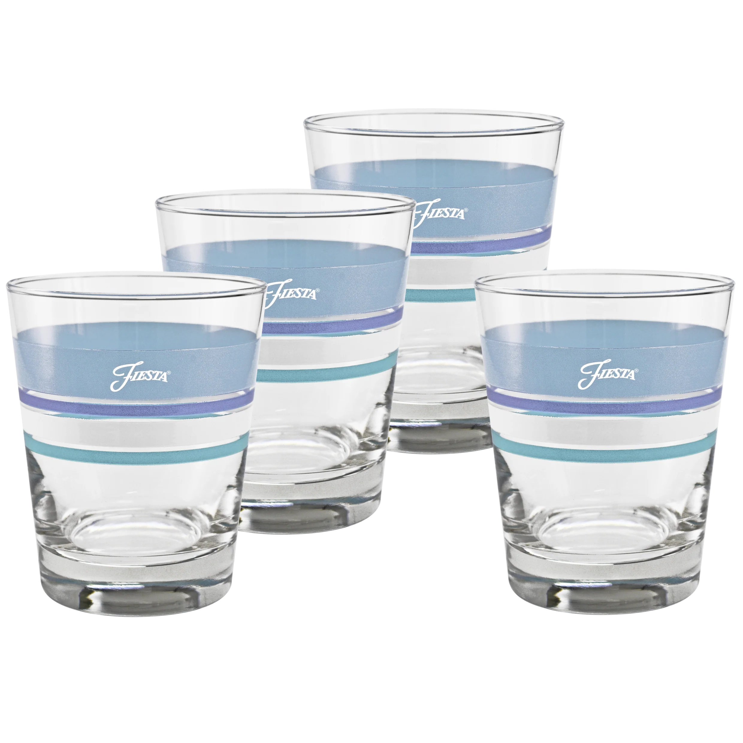 Coastal Blues 15 oz. Edgeline Tapered Double Old Fashion – Set of 4