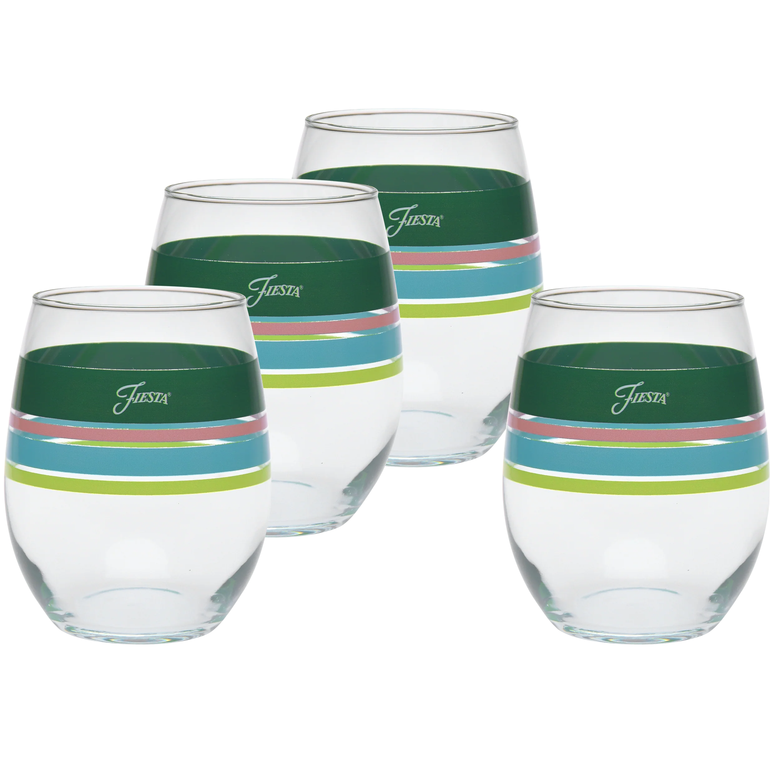 Retired 15 oz. Fiesta® Edgeline Stemless Wine Tropical – Set of 4