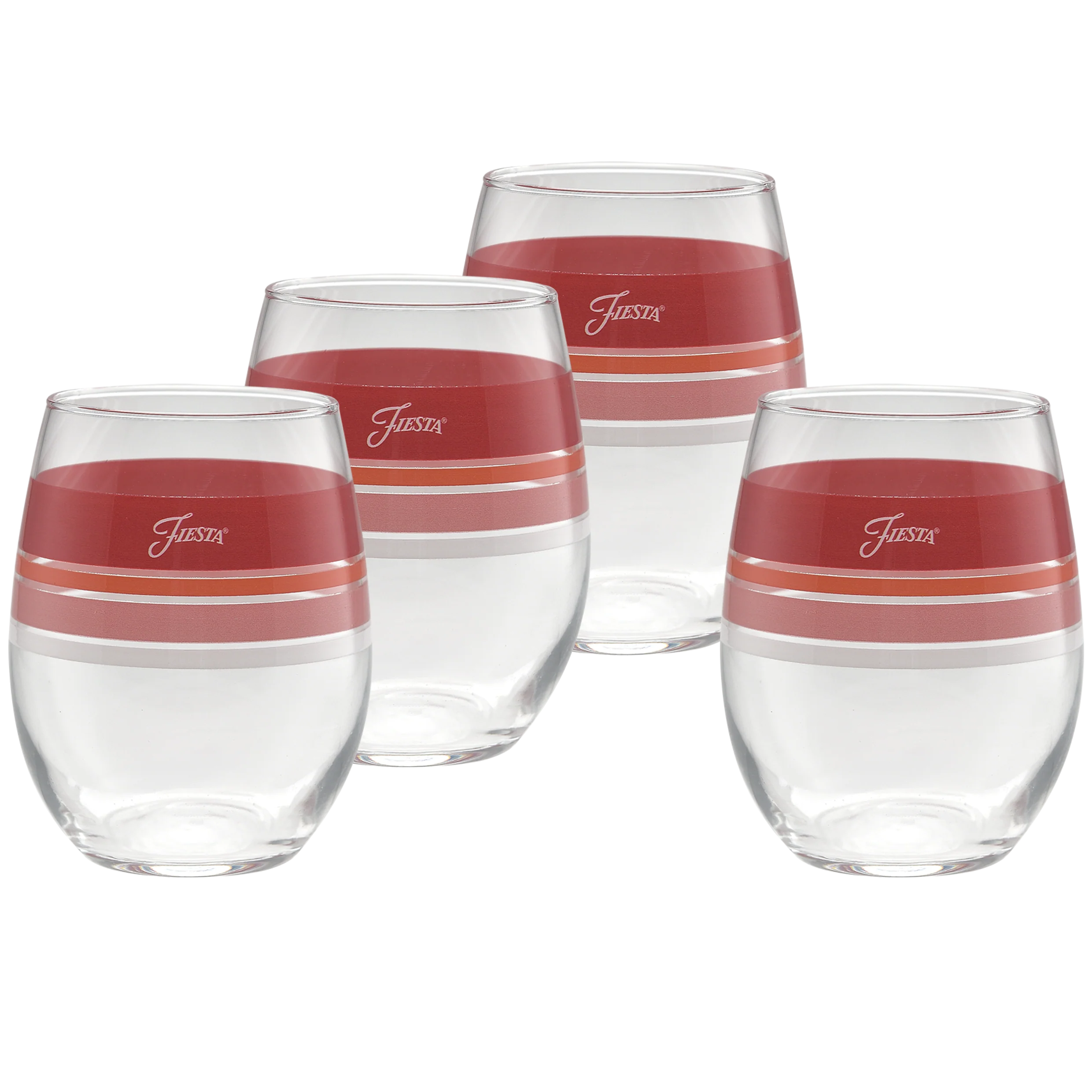 Sunset Horizon 15 oz. Edgeline Stemless Wine Glass Mixed – Set of 4