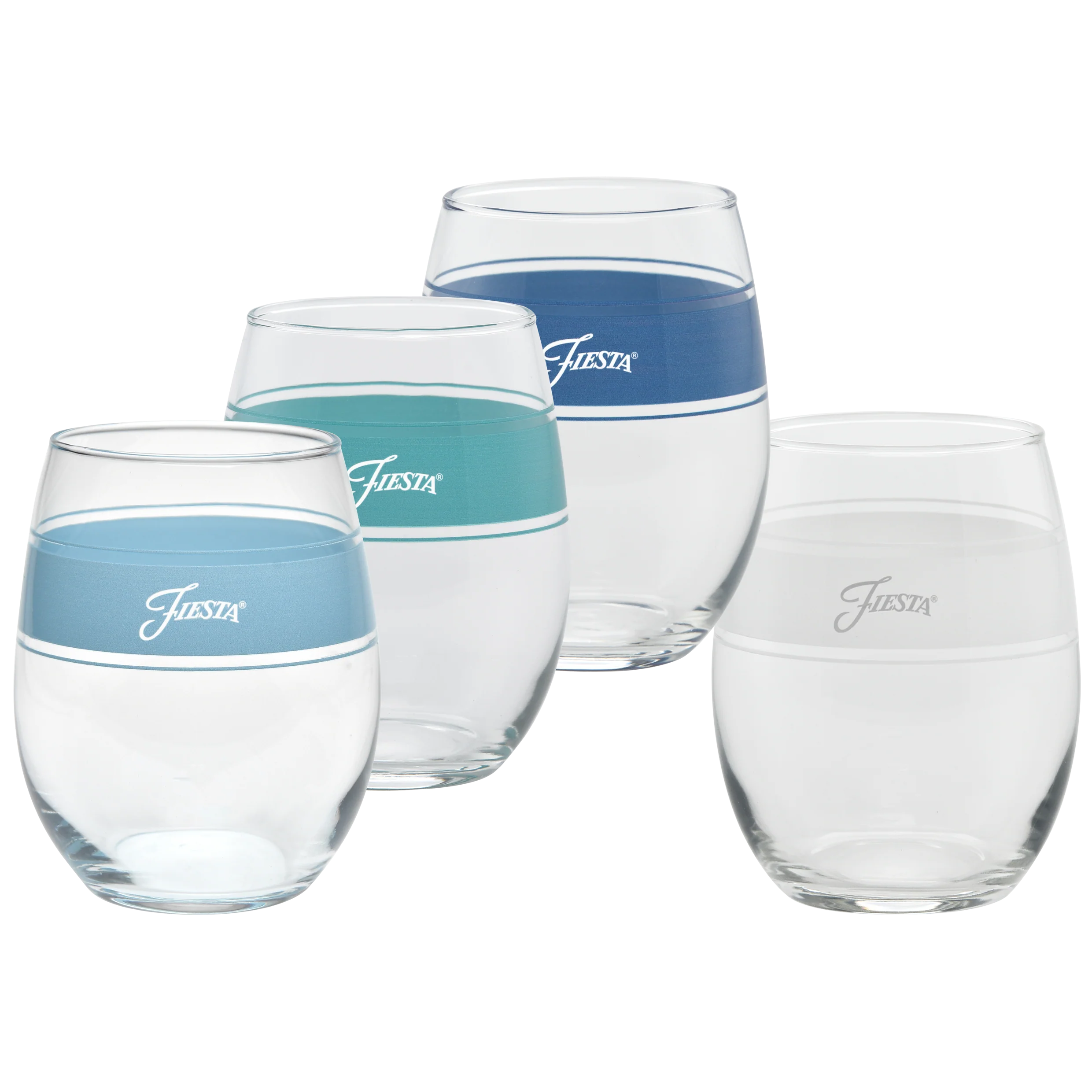 Coastal Blues 15 oz. Frame Stemless Wine Mixed Color – Set of 4