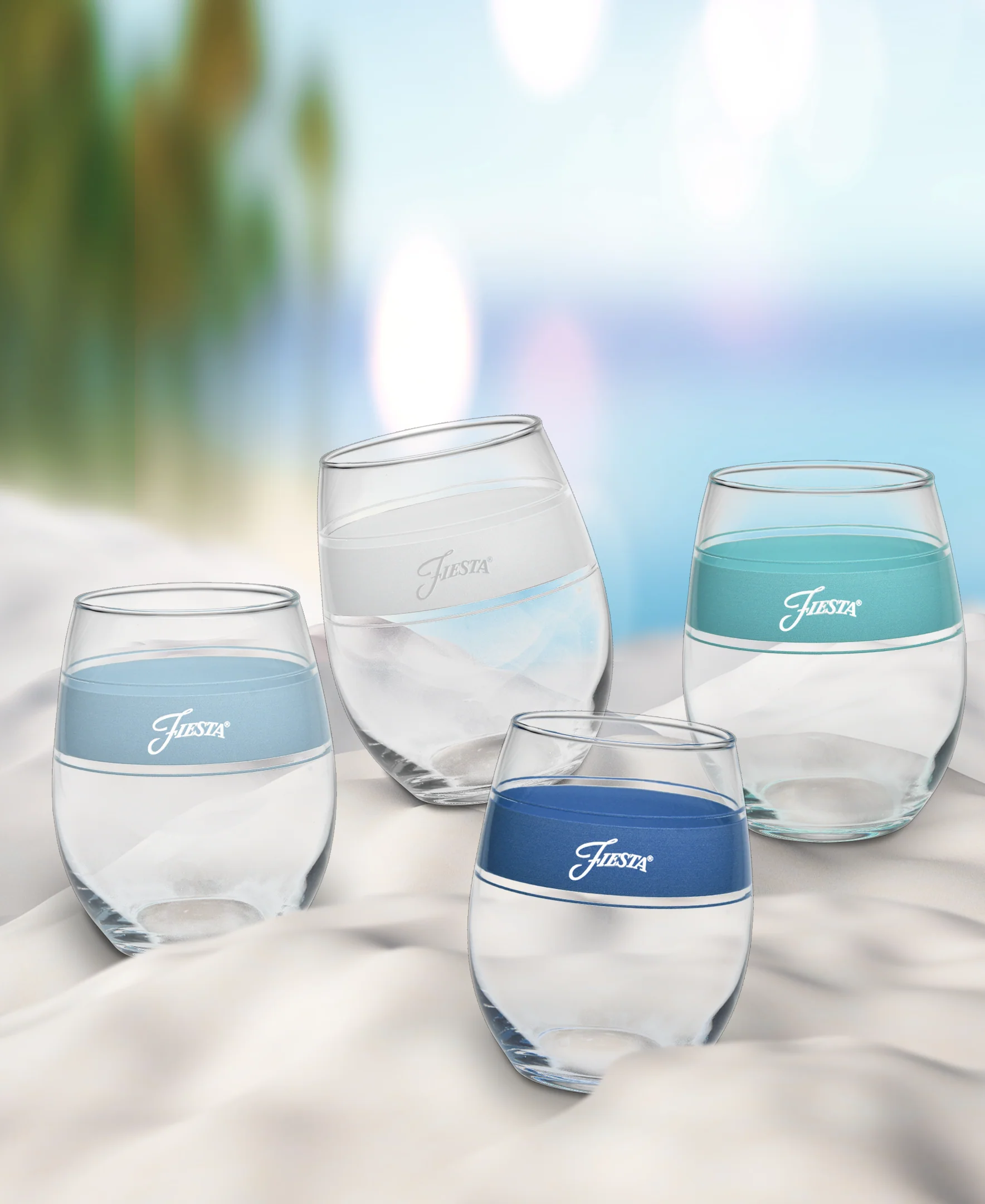 Coastal Blues 15 oz. Frame Stemless Wine Mixed Color – Set of 4 - Image 6