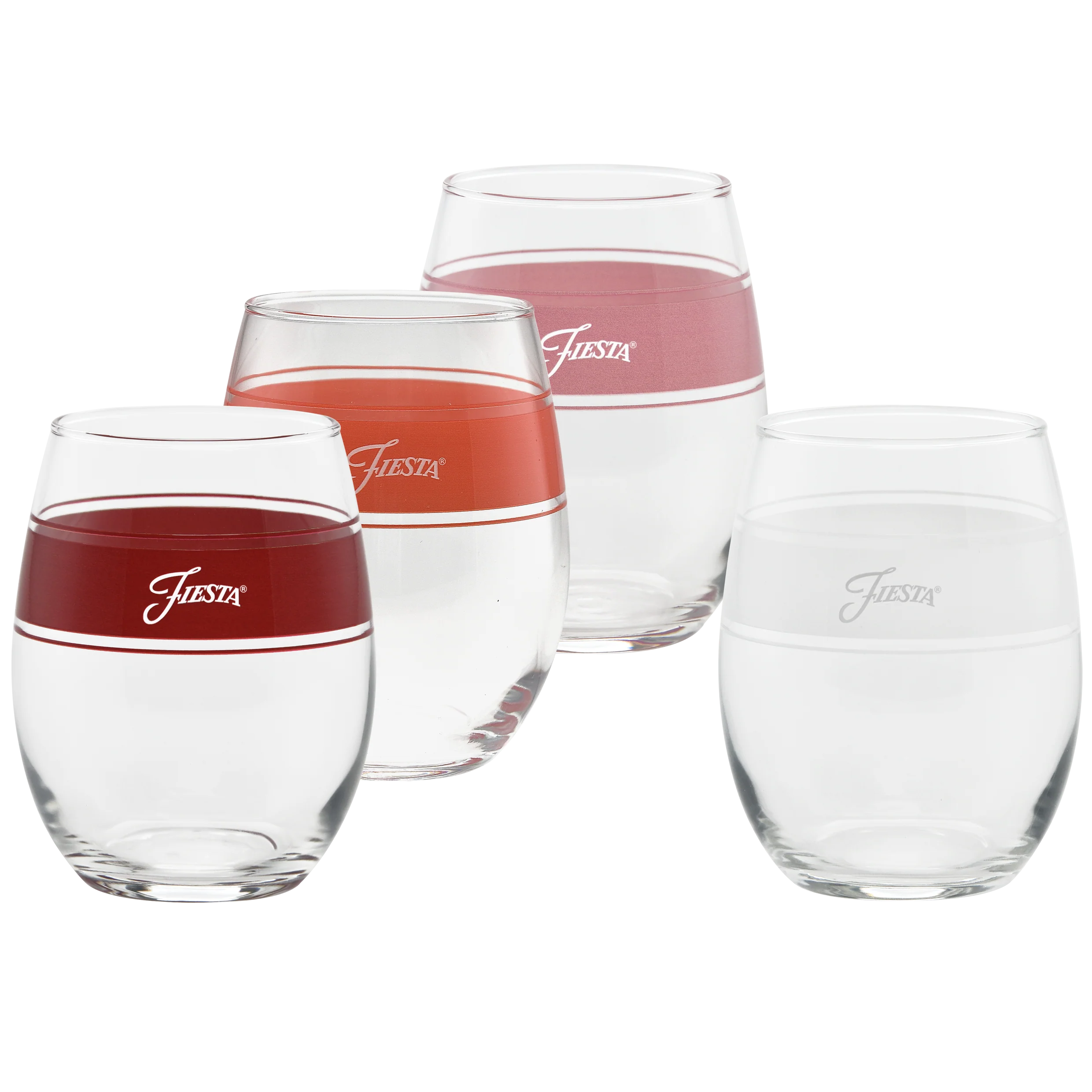 Sunset Horizon 15 oz. Frame Stemless Wine Glass Mixed Color Set of 4