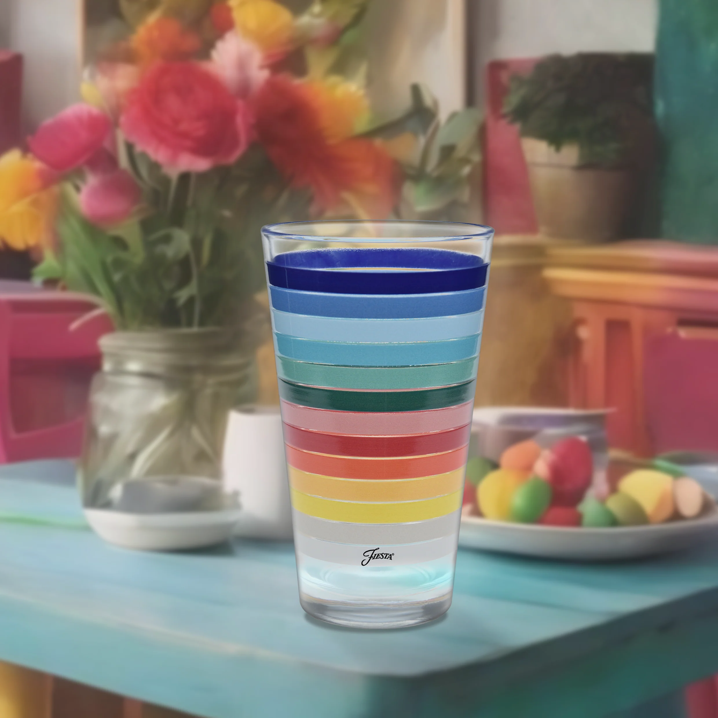 16 oz. All Colors Stripe Cooler Glass - Set of 4 - Image 3