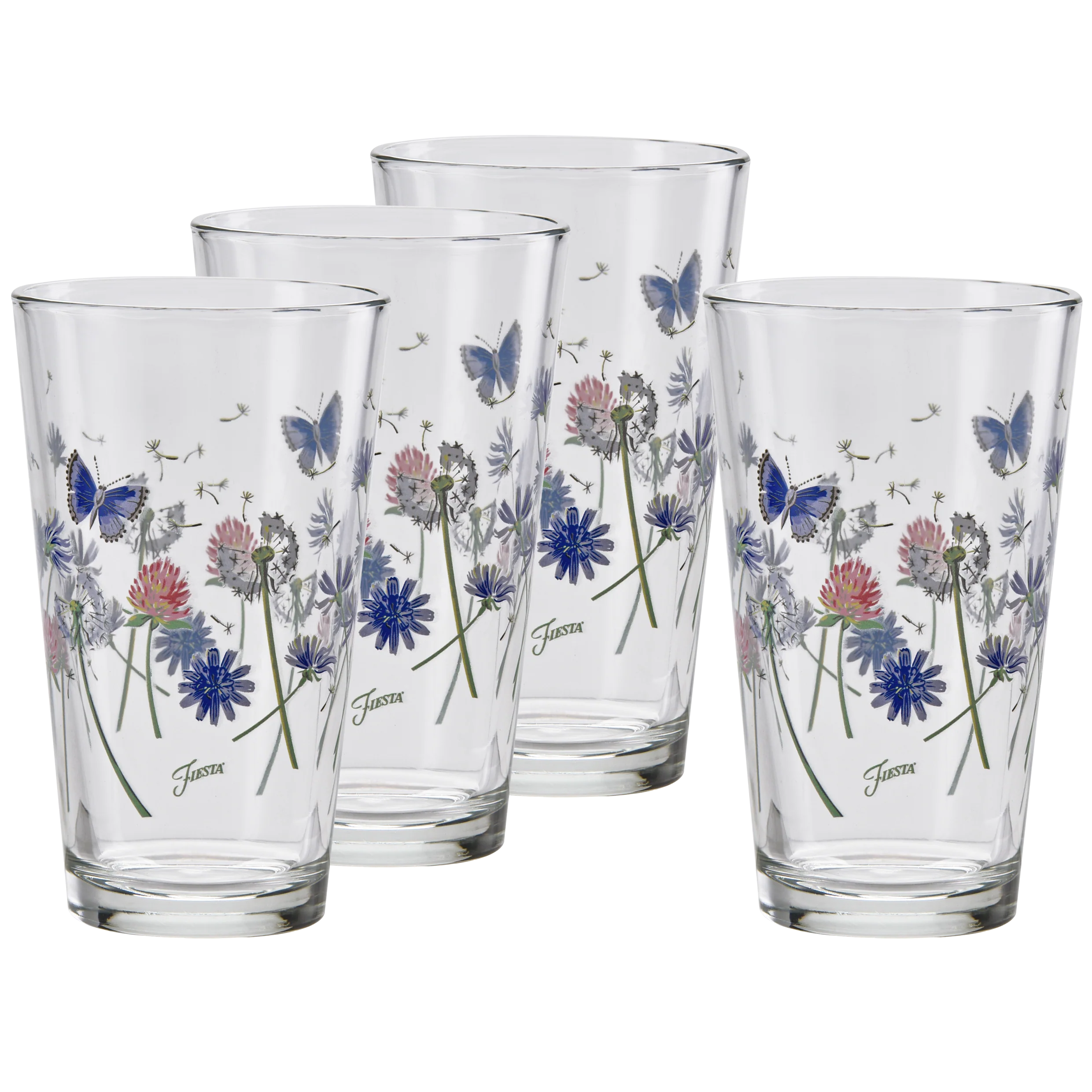 Breezy Floral 16 oz. Cooler Glass - Set of 4
