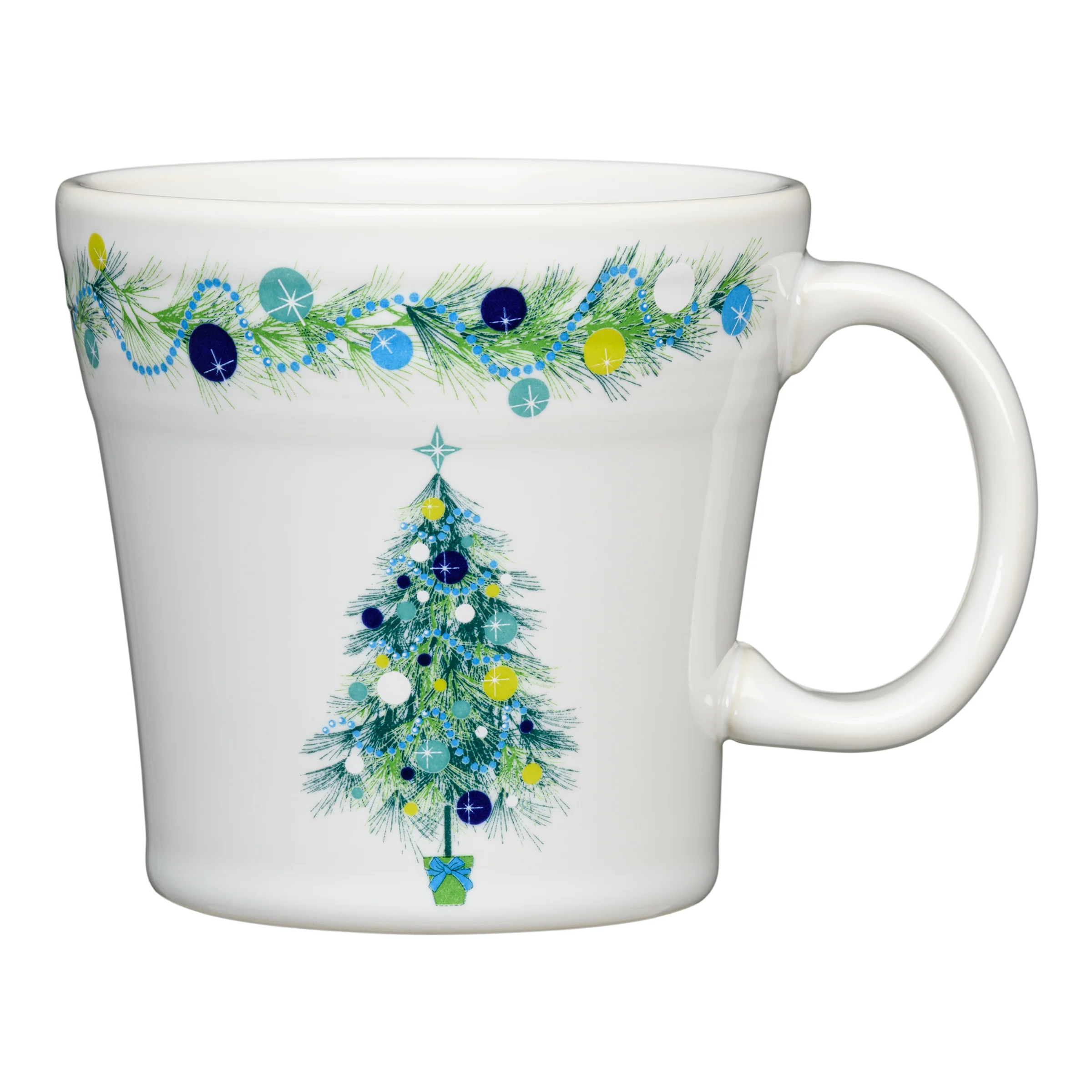 Blue Christmas Tree on White 15 OZ Tapered Mug
