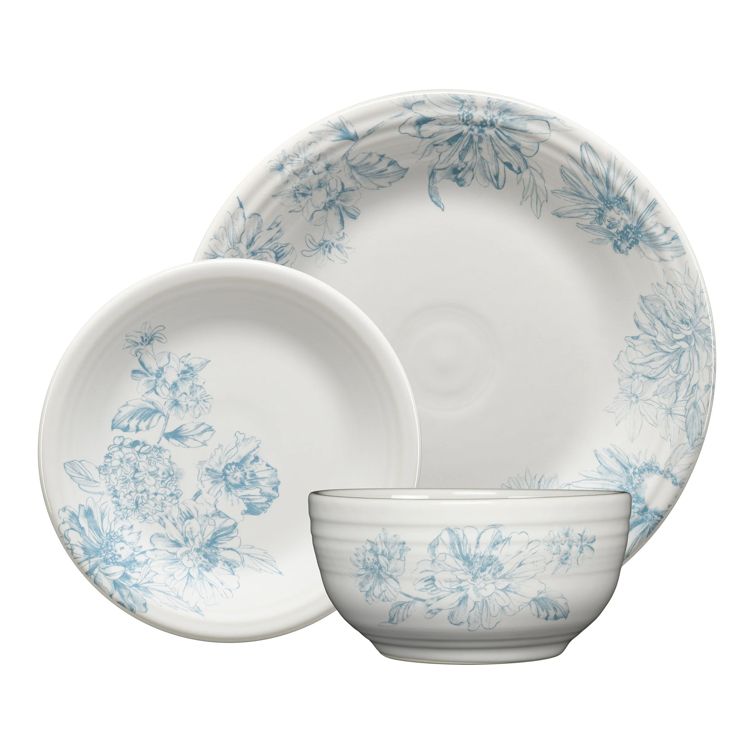 Botanical Floral Sky Classic Bistro 3-Piece Place Setting, Service For 1