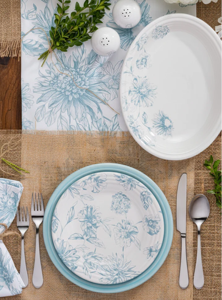 Botanical Floral Sky Classic Rim 9 Inch Luncheon Plate - Image 3
