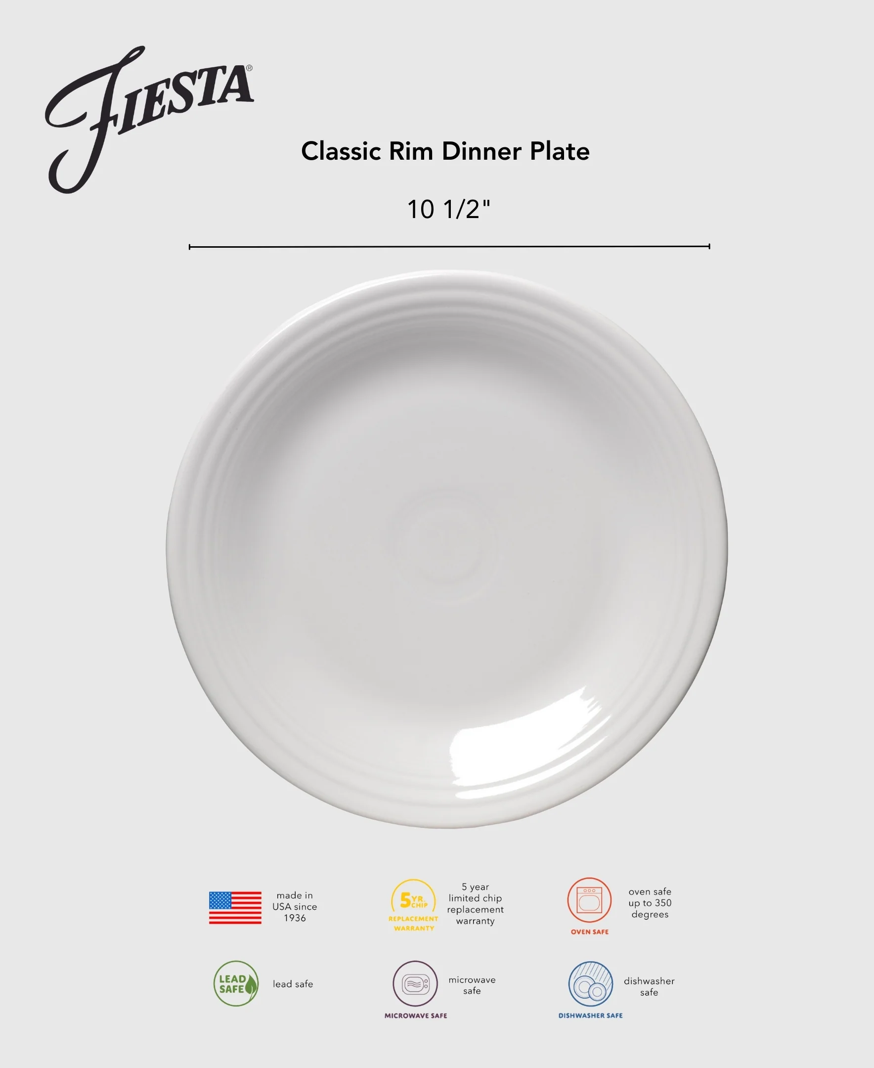 Classic Rim 10 1/2 Inch Dinner Plate - Image 17