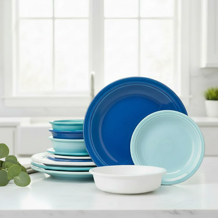 Mixed Coastal Blues Classic Rim 12-Piece Dinnerware Set, Service for 4 - Image 3