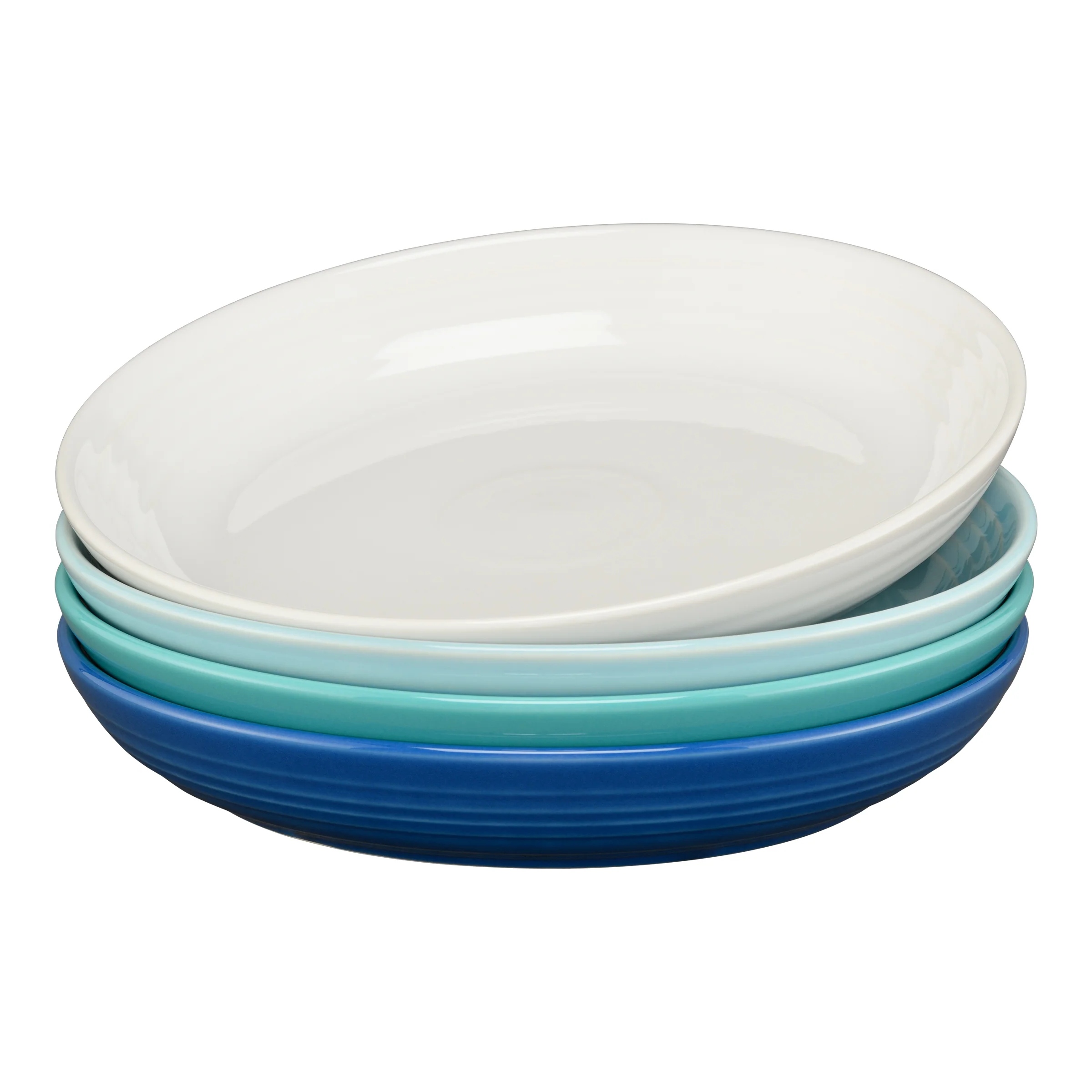 Mixed Coastal Blues Coupe 8 1/2 Inch Luncheon Bowl 26 OZ, Set of 4