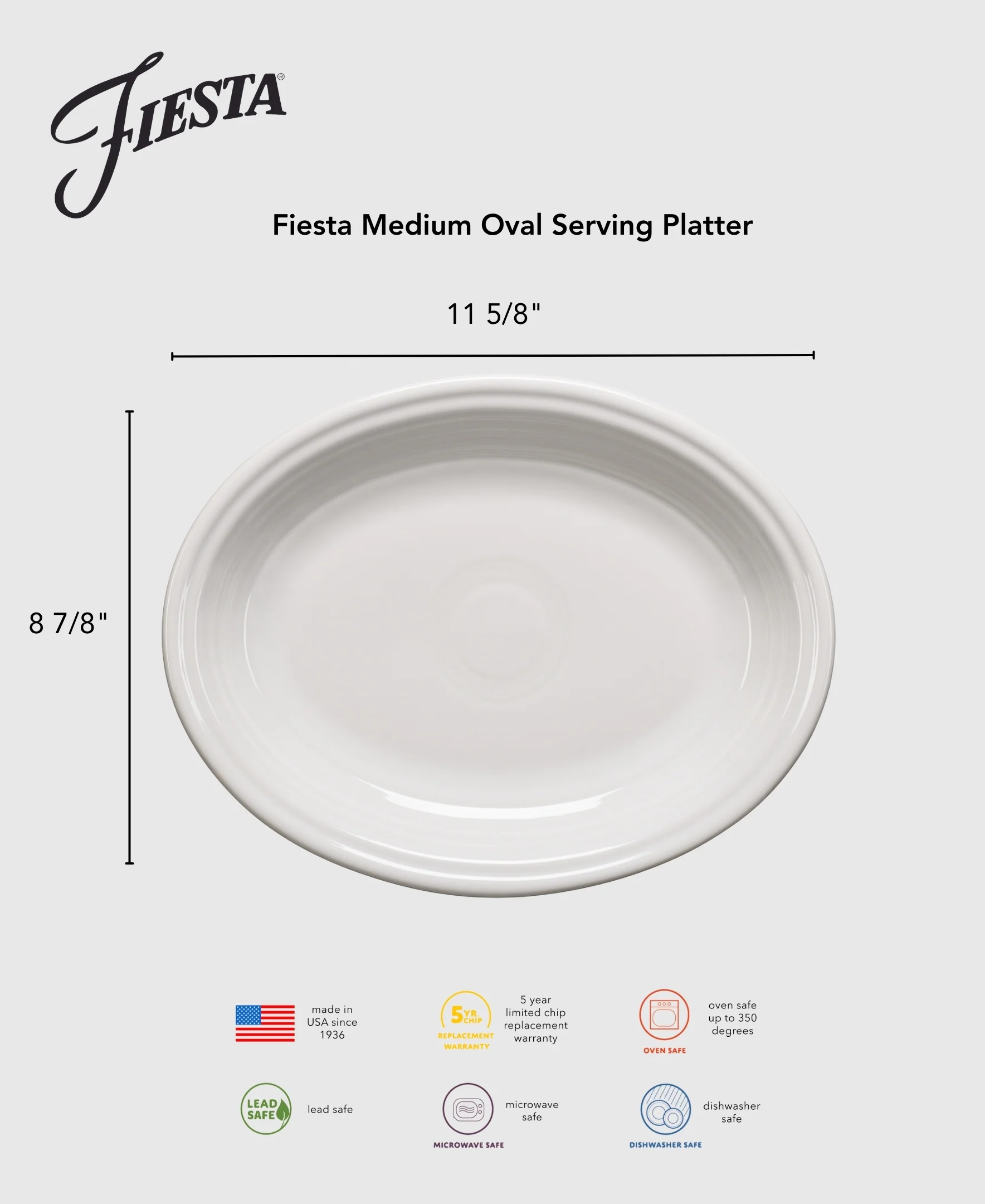 Fiesta 11 5/8 Inch Medium Oval Serving Platter - Image 3