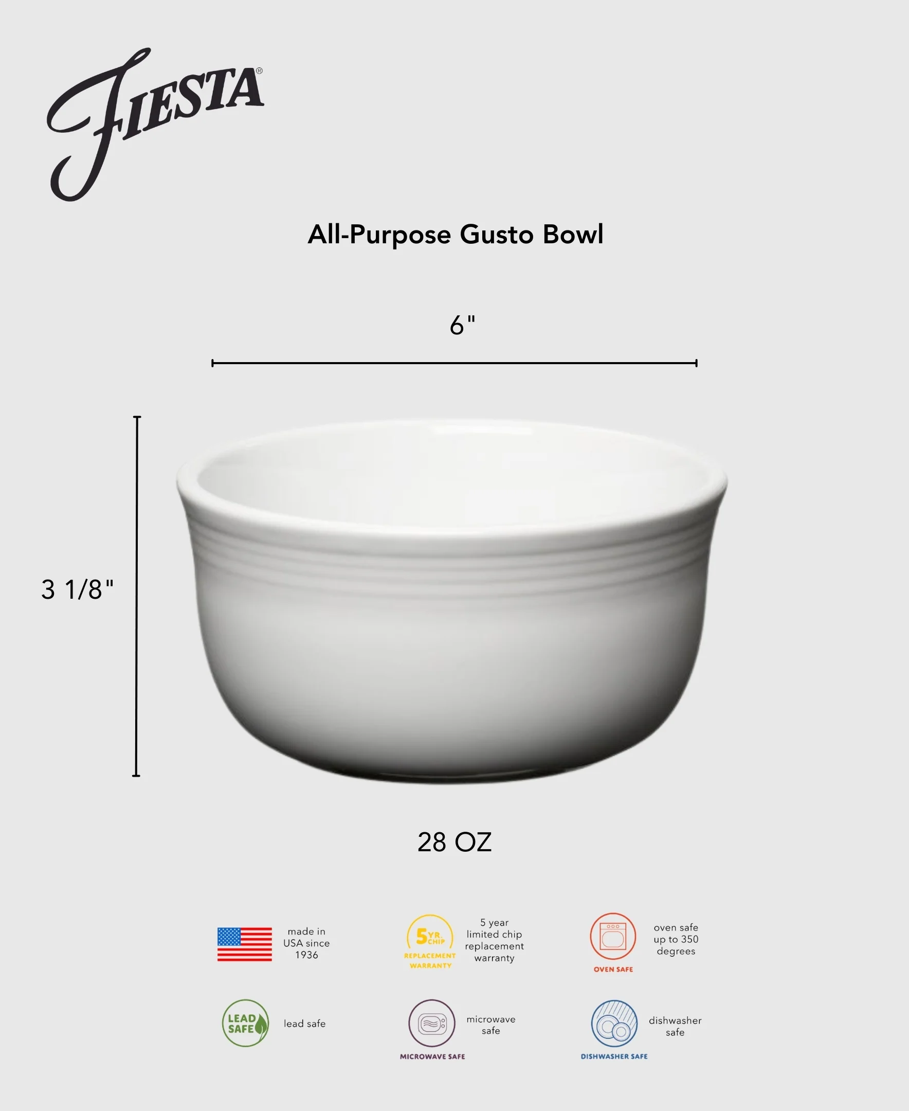 All-Purpose 6 Inch Gusto Bowl 28 OZ - Image 5