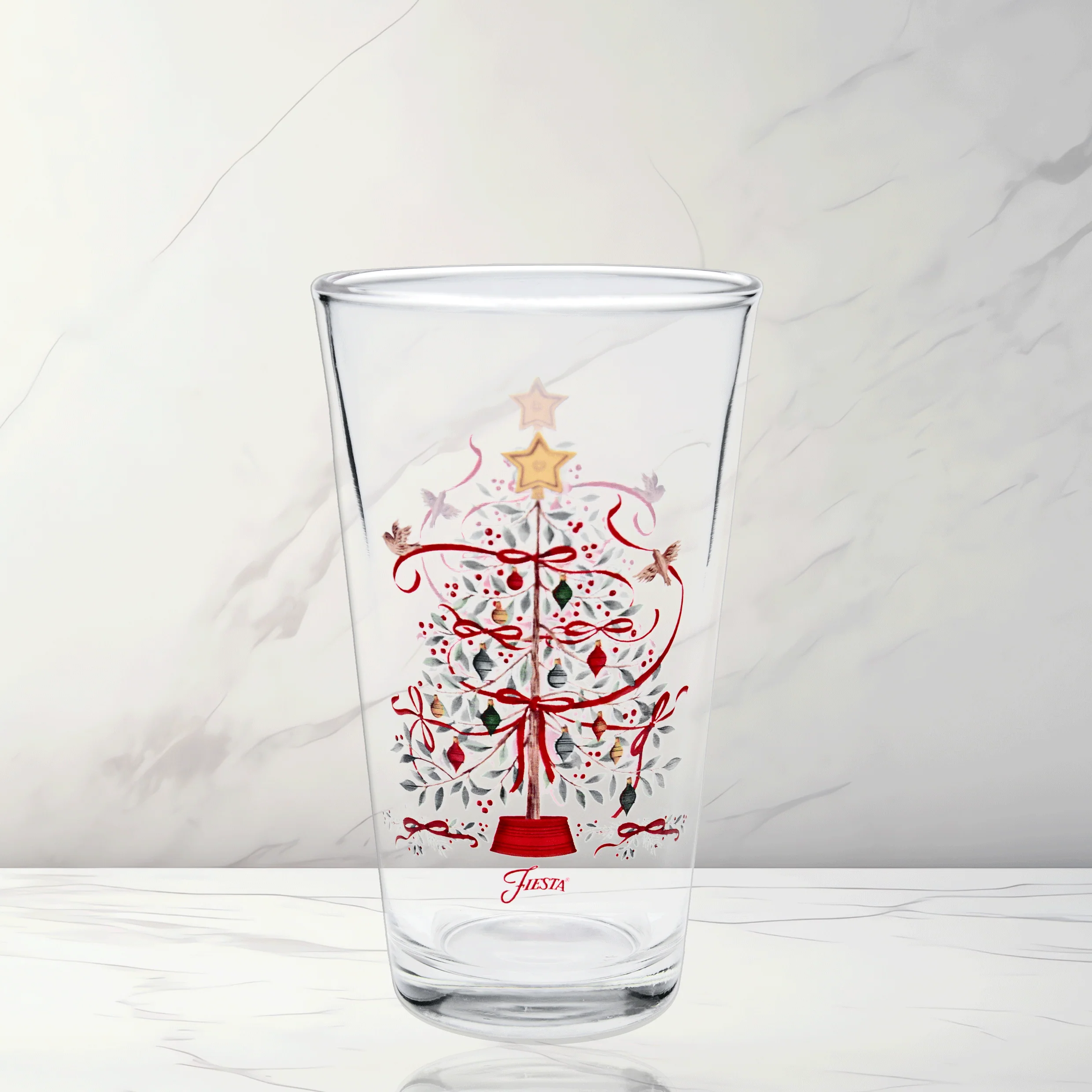 Holly Berry Christmas Tree 16 oz. Cooler Glass - Set of 4 - Image 2