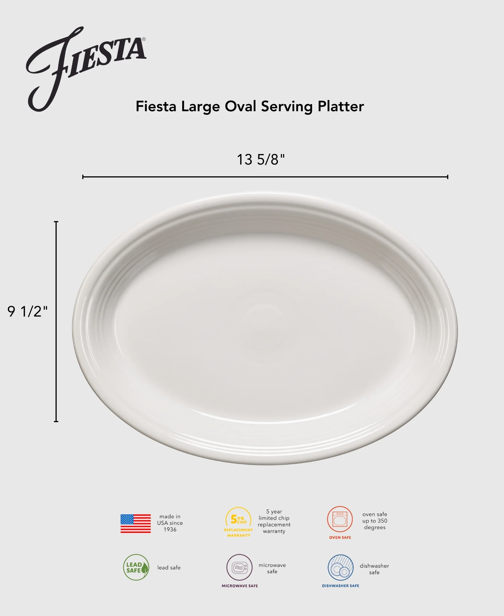 Fiesta 13 5/8 Inch Large Oval Serving Platter - Image 2