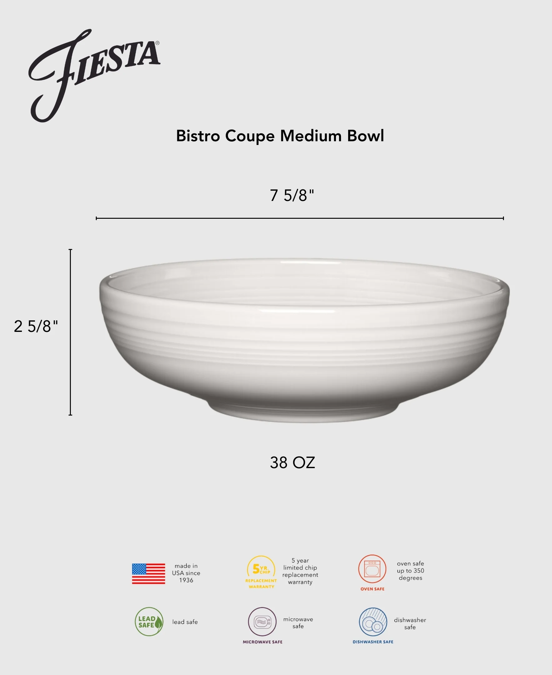 Lavender Bistro Coupe 7 5/8 Inch Medium Bowl 38 OZ - Image 3