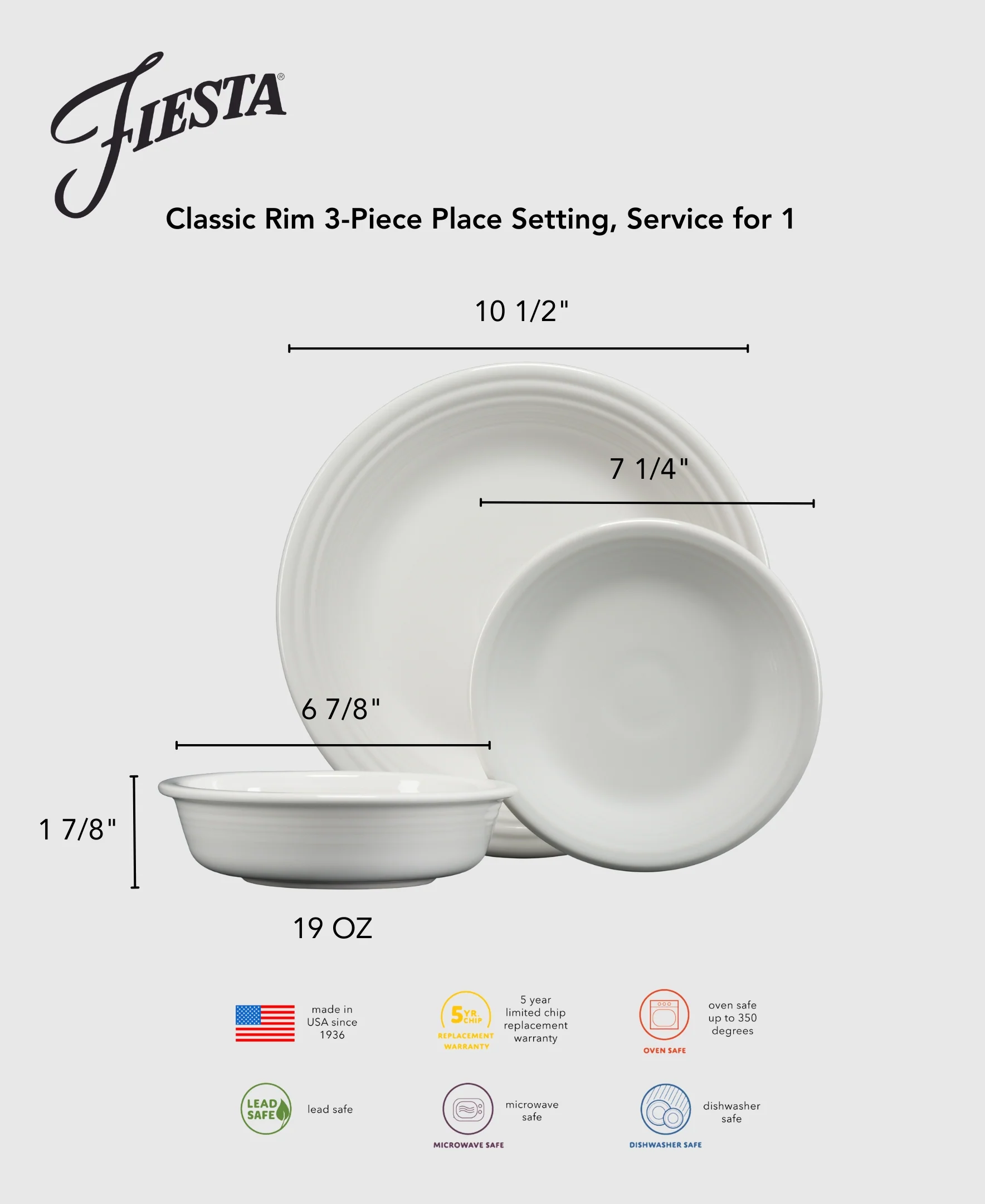 Lavender Classic Rim 3-Piece Place Setting, Service for 1 - Image 4