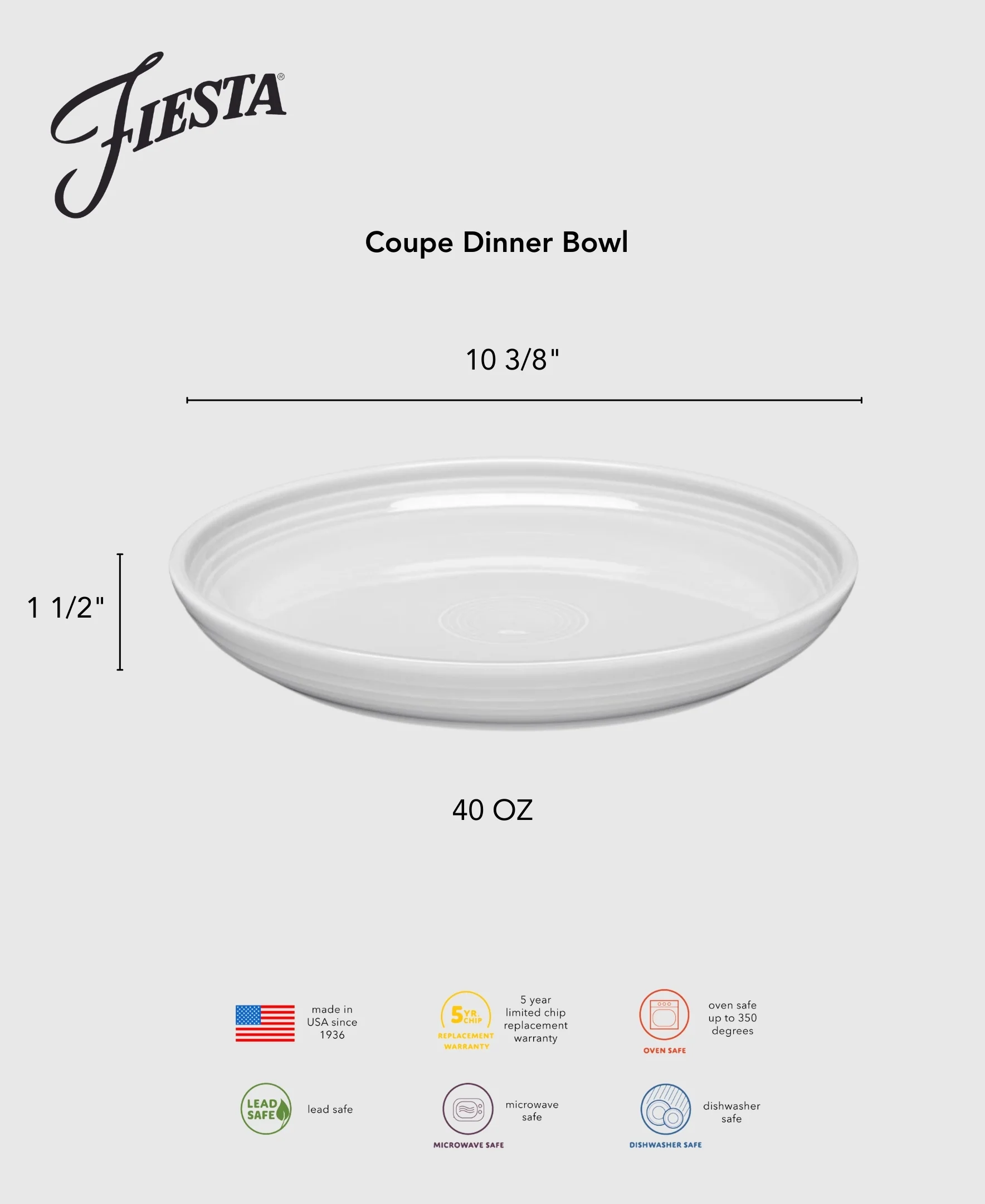 Lavender Coupe 10 3/8 Inch Dinner Bowl 40 OZ - Image 2