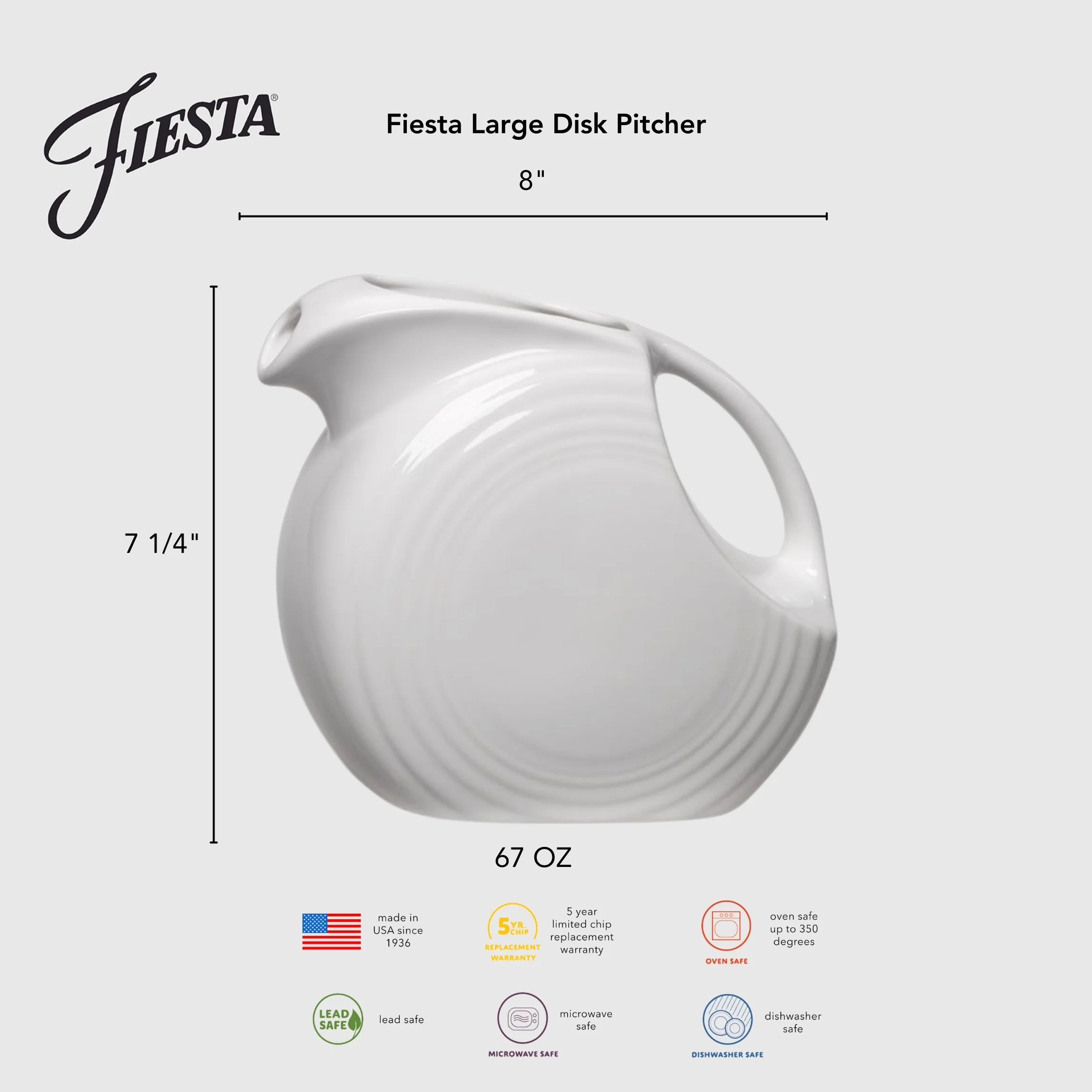 Lavender 67 OZ Large Disk Pitcher - Image 4