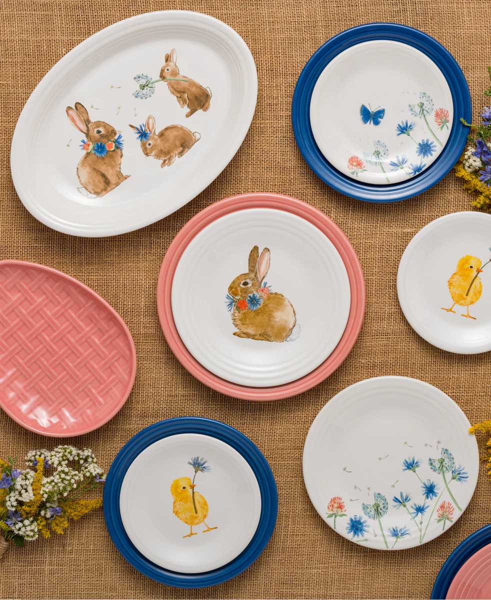 Breezy Floral Easter 13 5/8 Inch Large Oval Serving Platter Bunny & Babies - Image 2