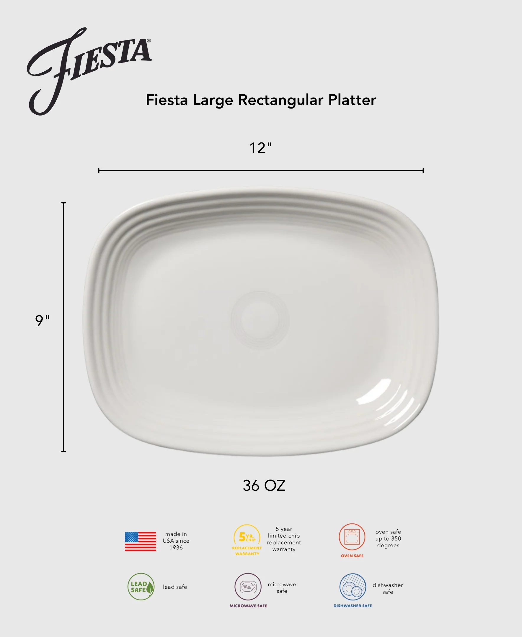 Fiesta 12 Inch Large Rectangular Platter - Image 4