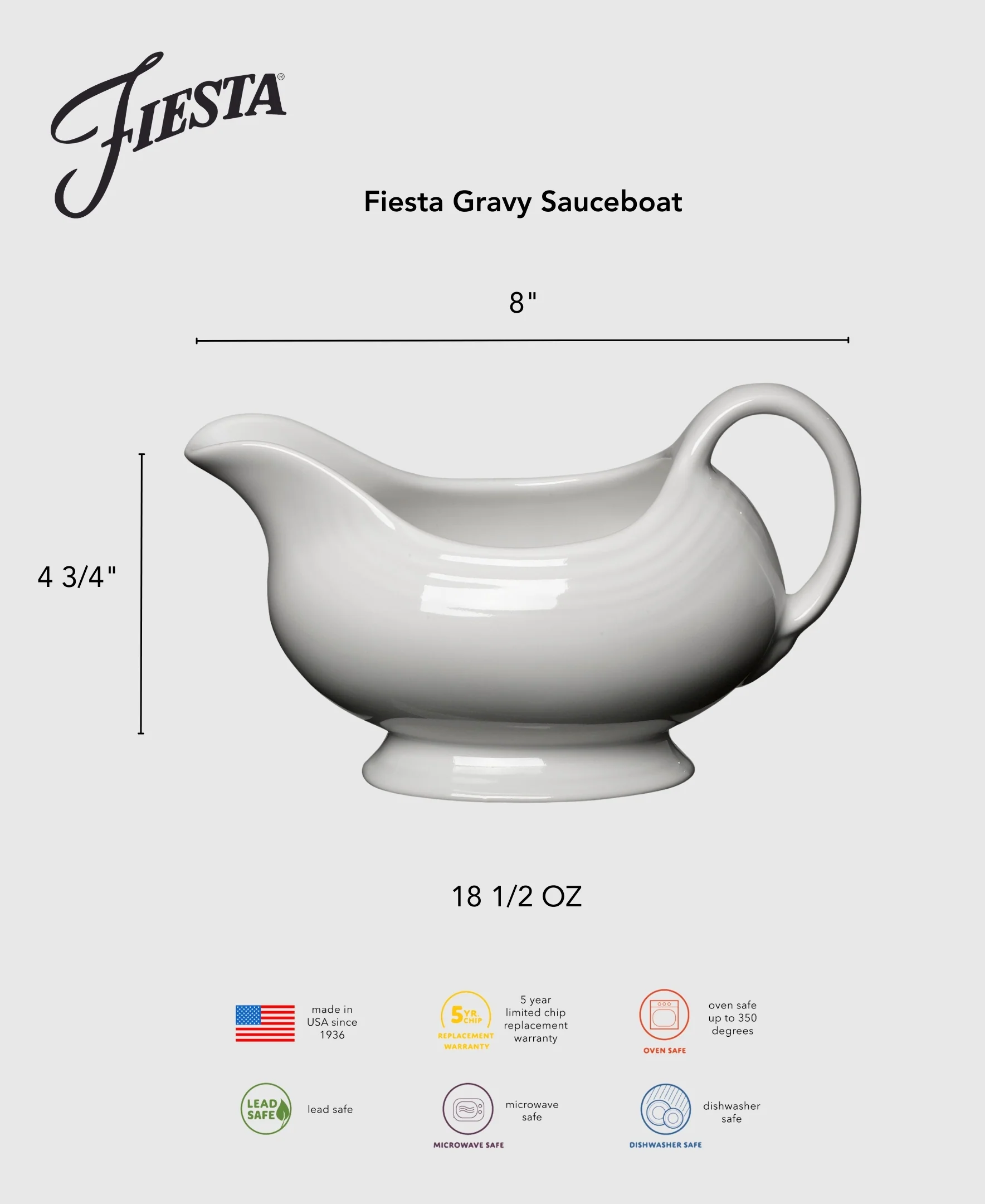 Fiesta 18 1/2 OZ Gravy Sauceboat - Image 3