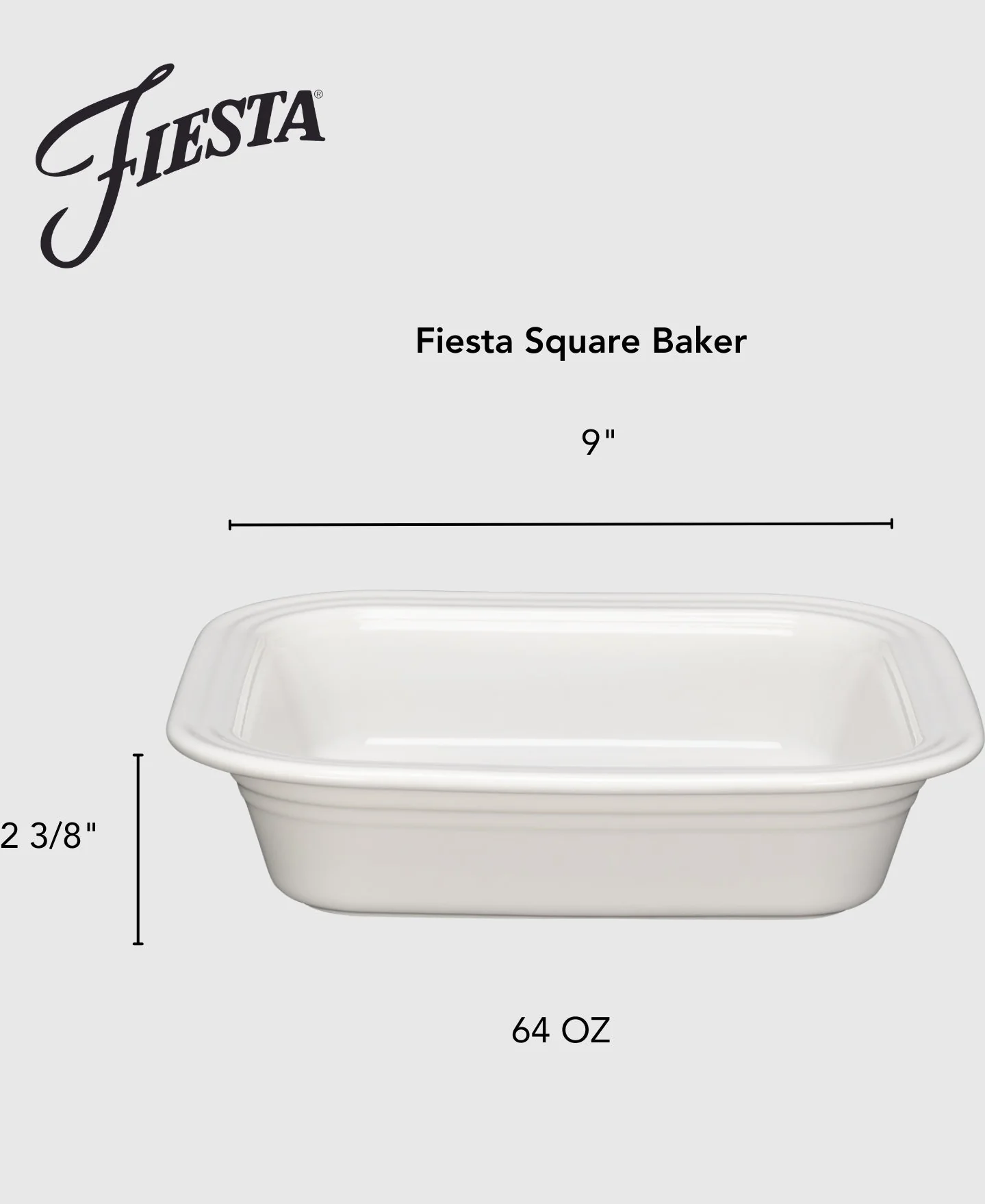New Retired Fiesta Square 9x9 Inch Baker 2 Quart - Image 3