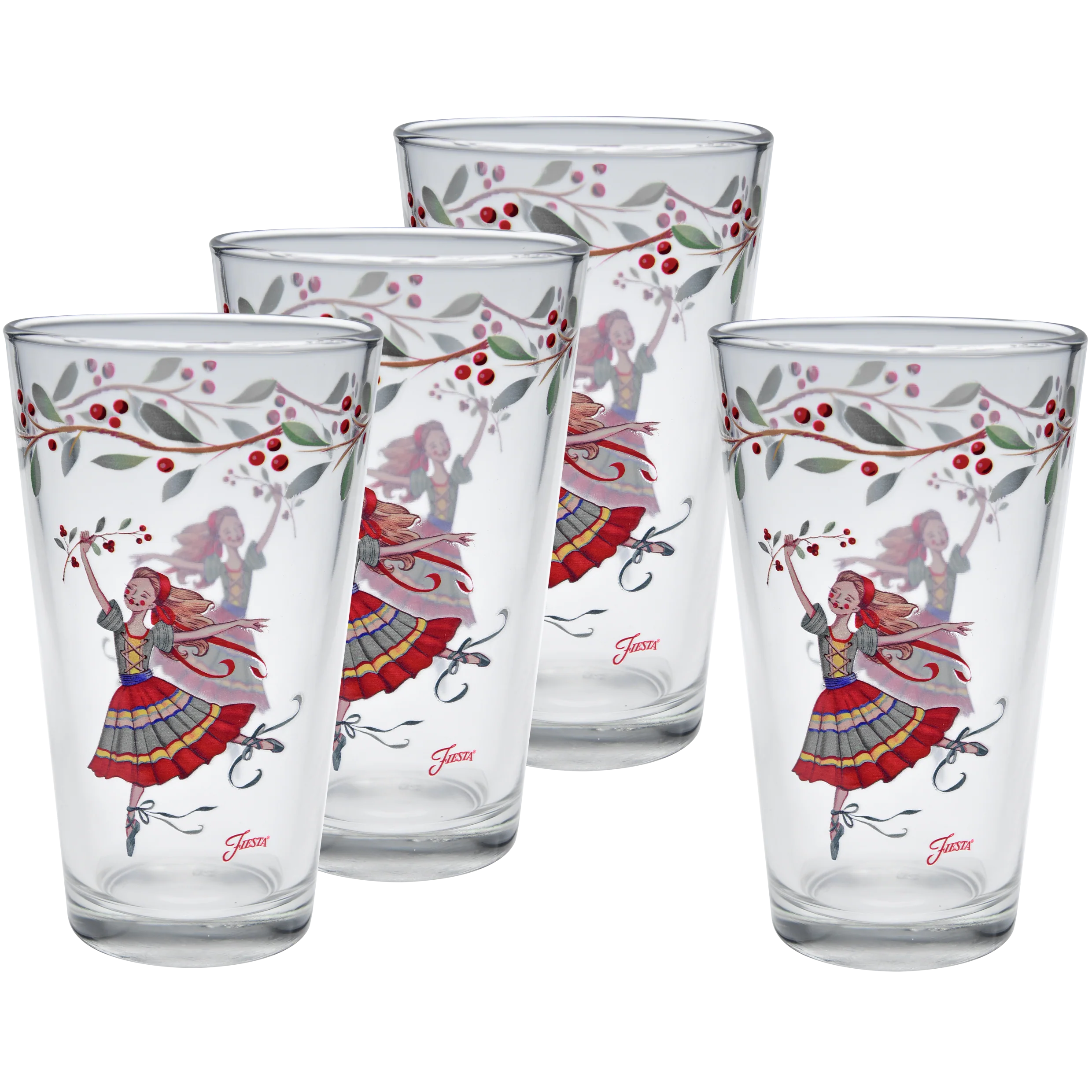Nutcracker The Ballerina 16 oz. Cooler Glass - Set of 4