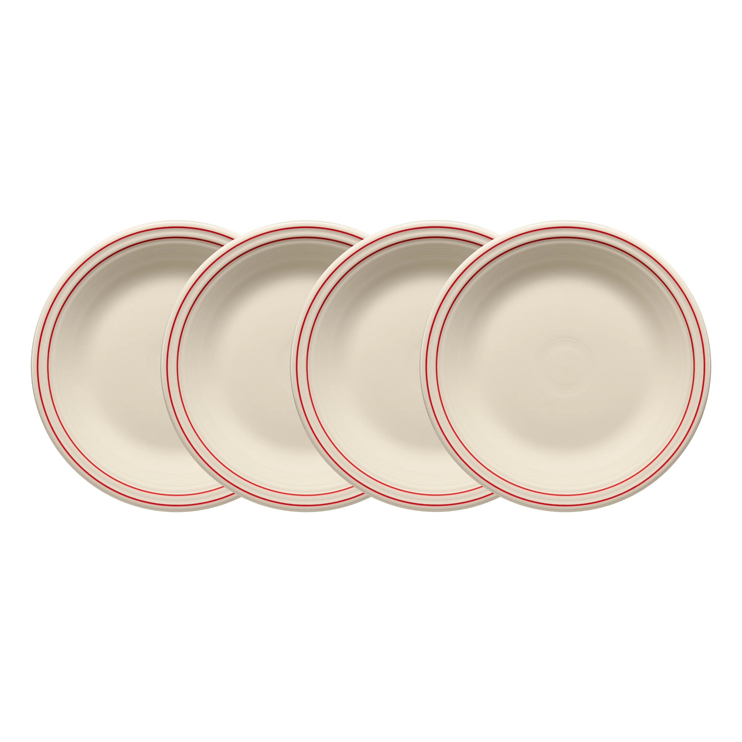 Americana Scarlet Band Set of 4 Classic Rim 10 1/2-Inch Dinner Plates