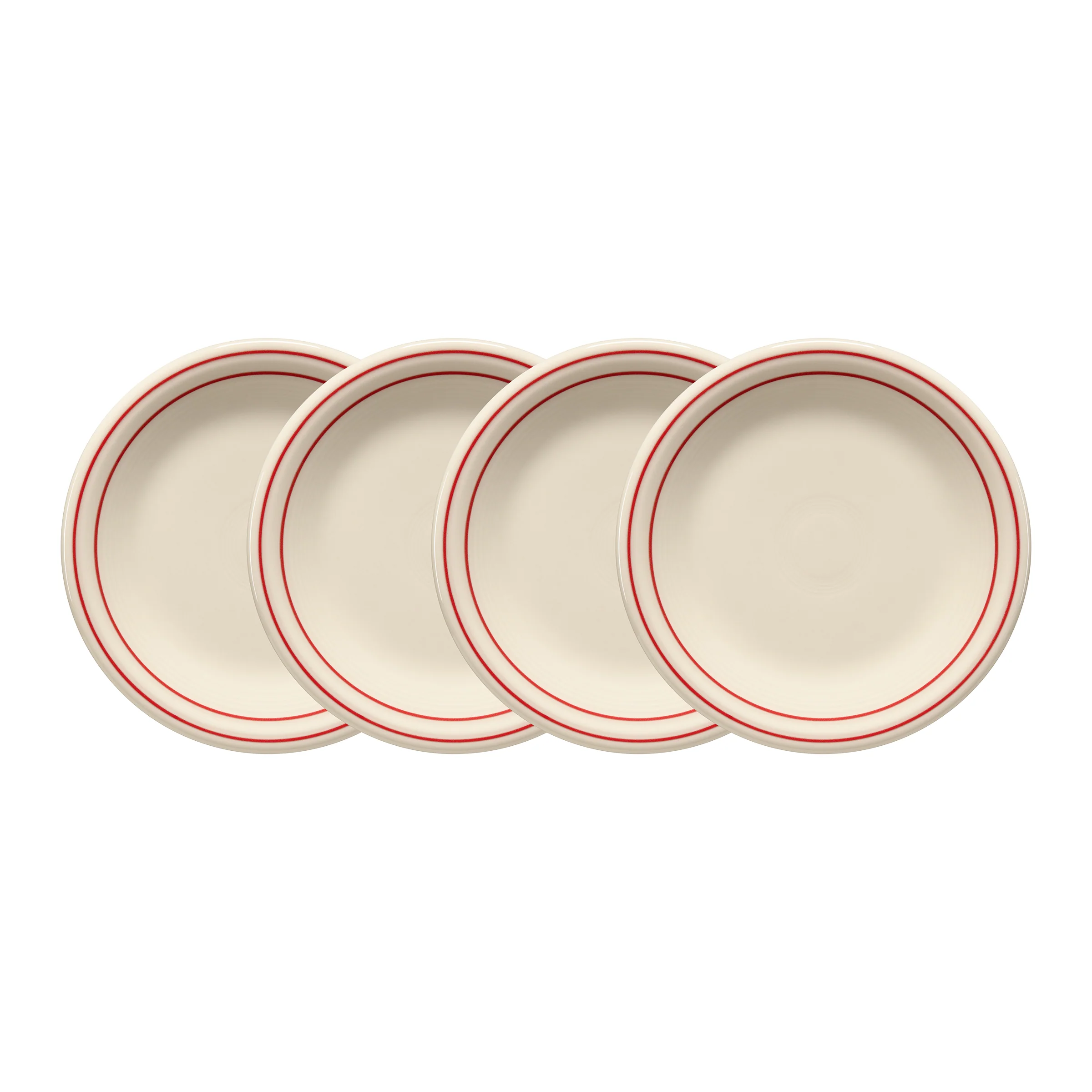Americana Scarlet Band Set of 4 Classic Rim 7 1/4-Inch Salad Plates