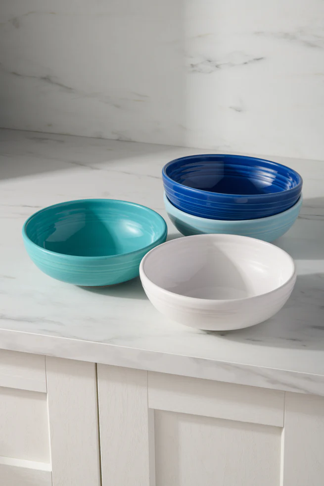 Mixed Coastal Blue Bistro Coupe 7 5/8-Inch 38OZ Medium Bowls, Set of 4 - Image 2