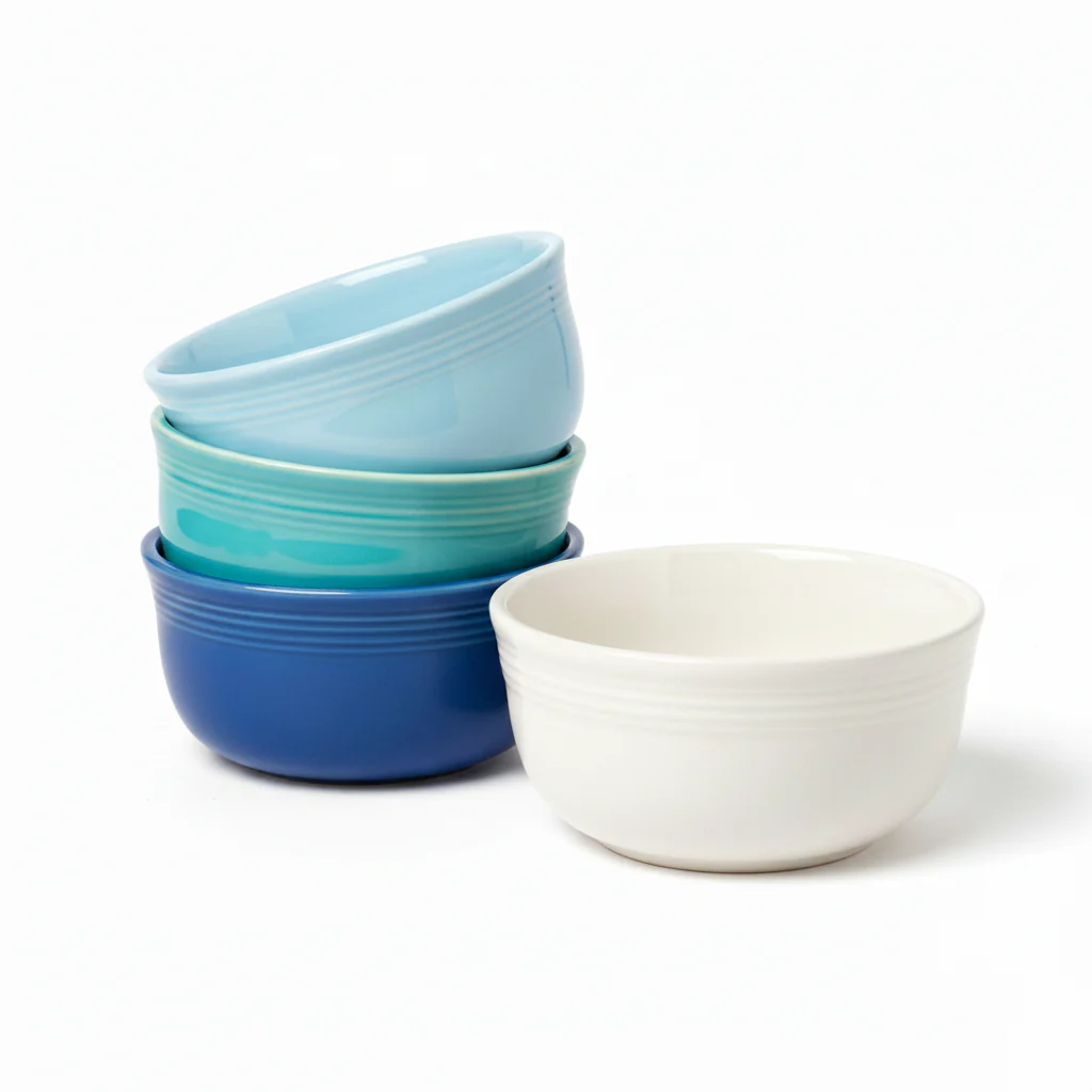 Mixed Coastal Blues All-Purpose 6-Inch 28OZ Gusto Bowls, Set of 4