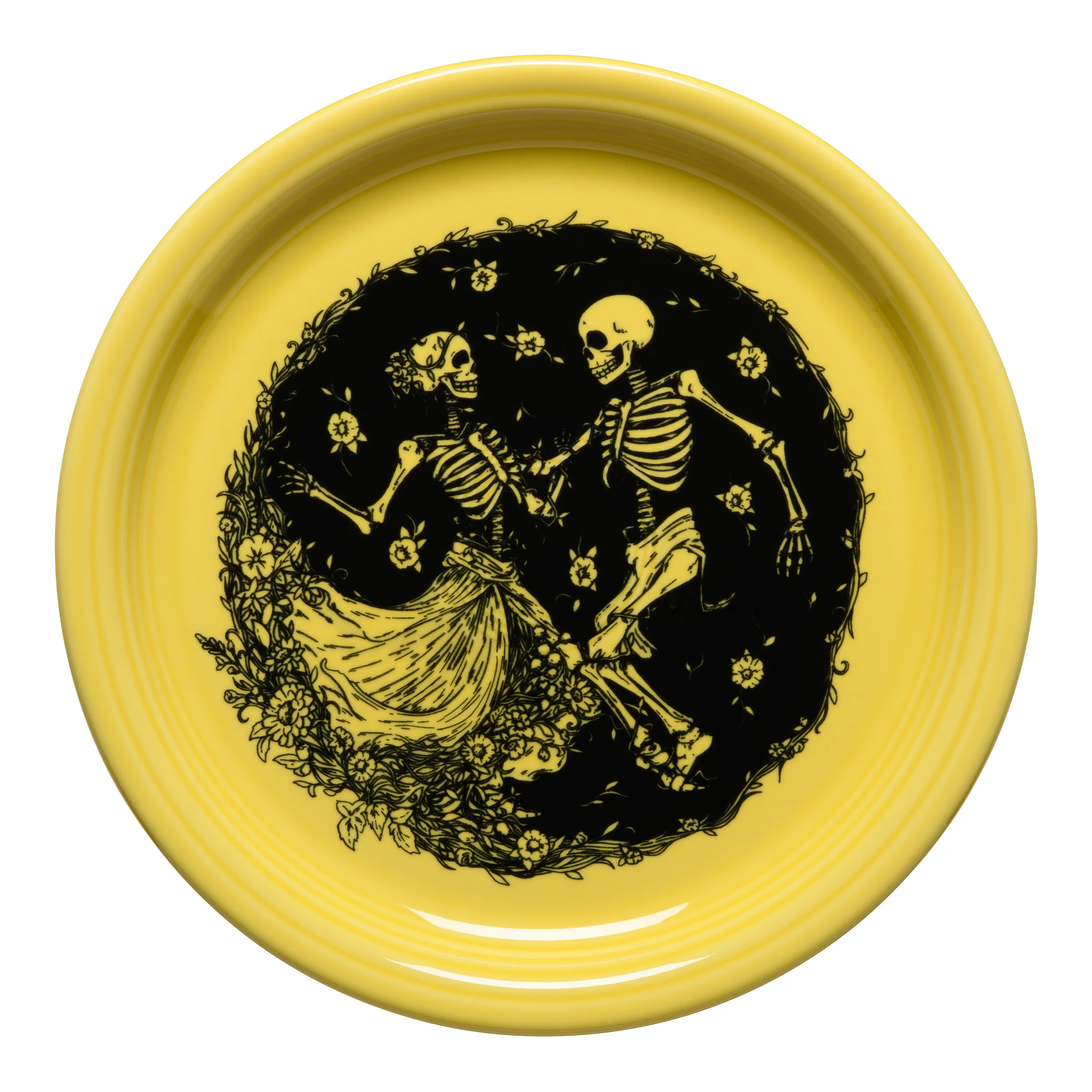 Skeleton Duet Sunflower Bistro Coupe 9 Inch Luncheon Plate