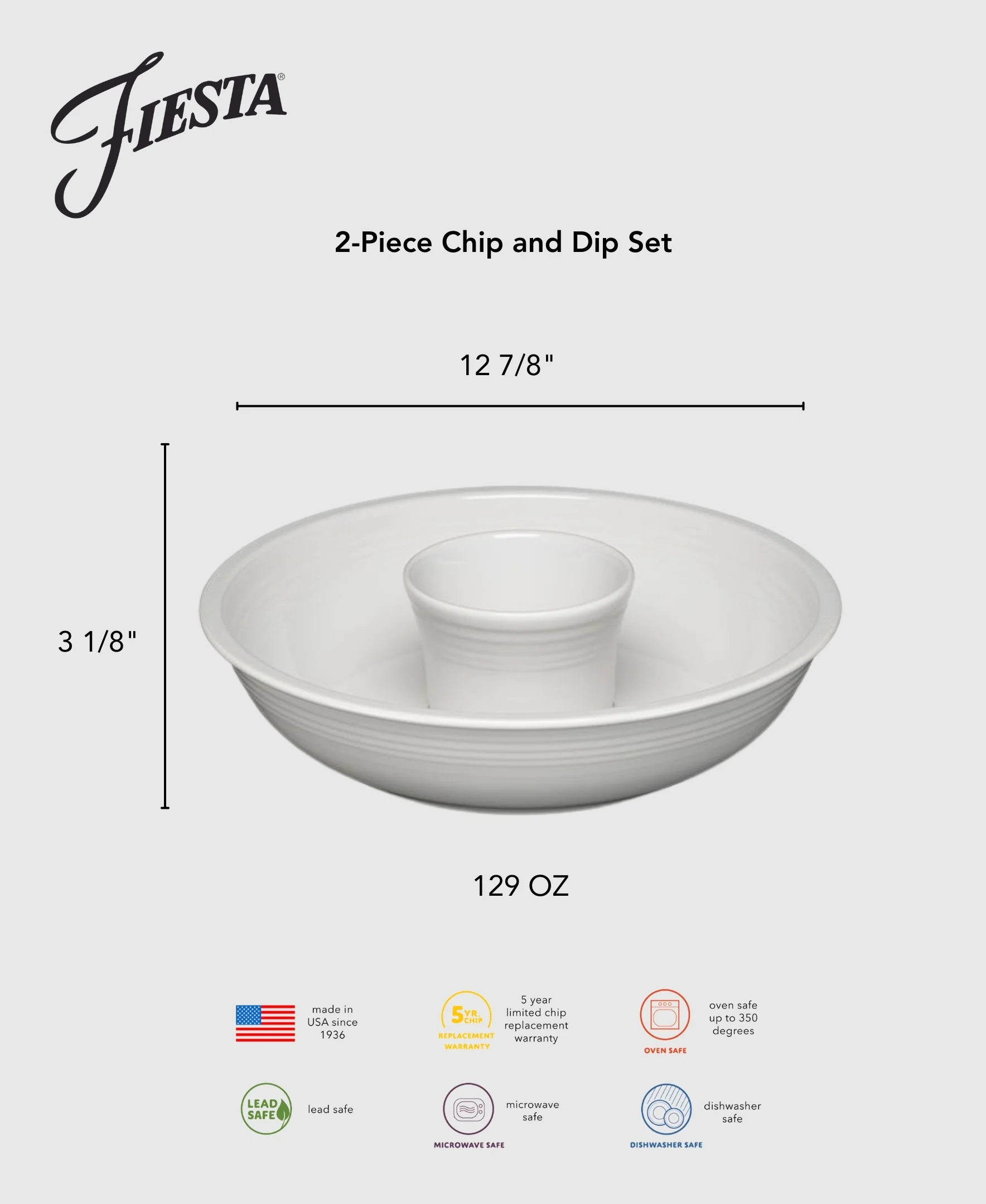 2-Piece Chip and Dip Set 12 7/8 Inch - Image 3